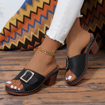 Chic Buckle High Heel Sandals by Greta 