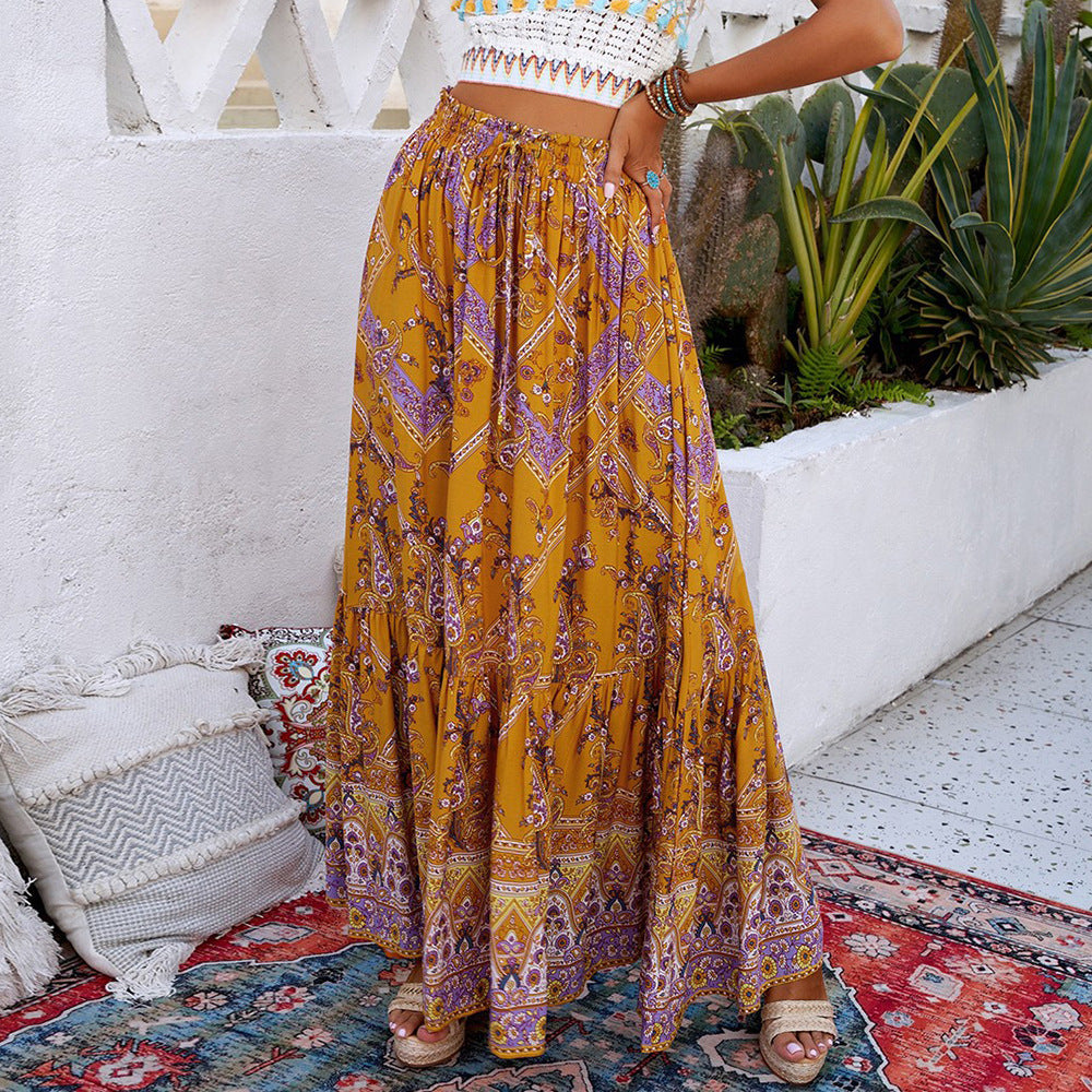 Boho Geometric Greta  Swing Maxi Skirt