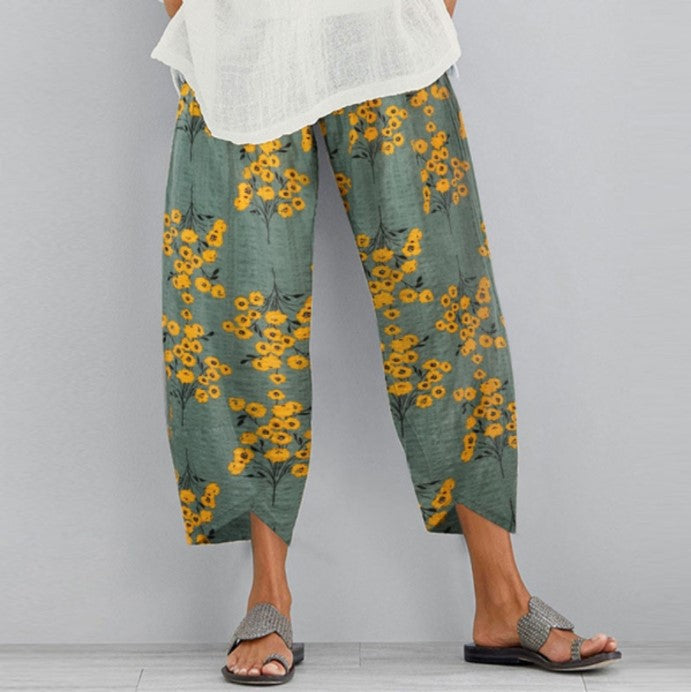 Retro Floral Wide Leg Pants Greta 