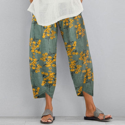 Retro Floral Wide Leg Pants Greta 