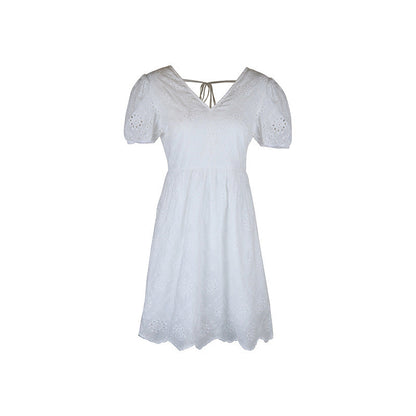 Elegant Eyelet Greta  Puff Sleeve Dress