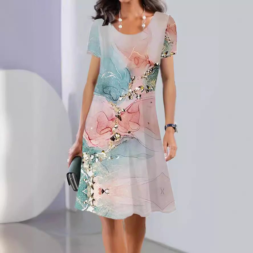 Floral Print Greta  Mid-Length Summer Dress