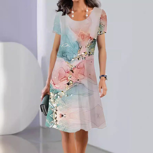 Floral Print Greta  Mid-Length Summer Dress