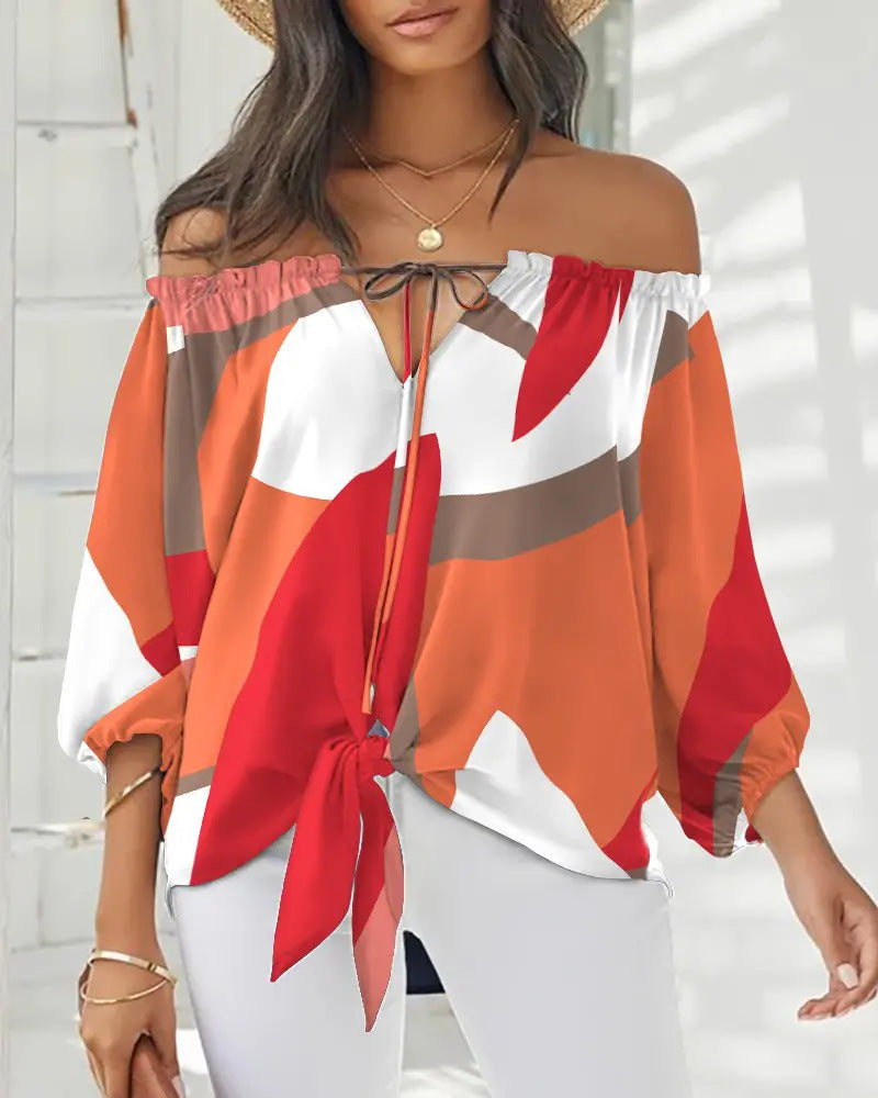 Chic Off Shoulder Printed Top Greta 