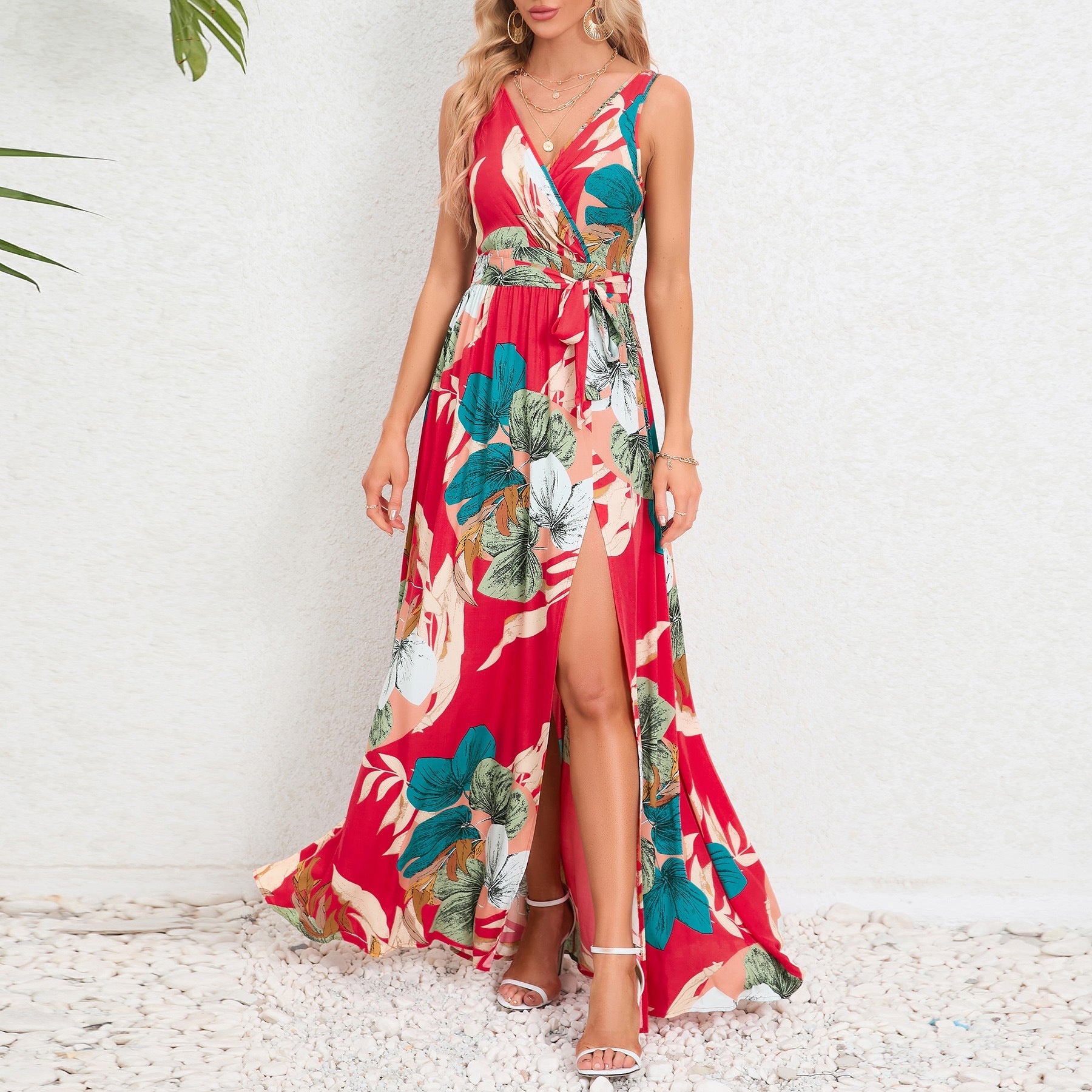 Floral V-Neck Maxi Dress by Greta 