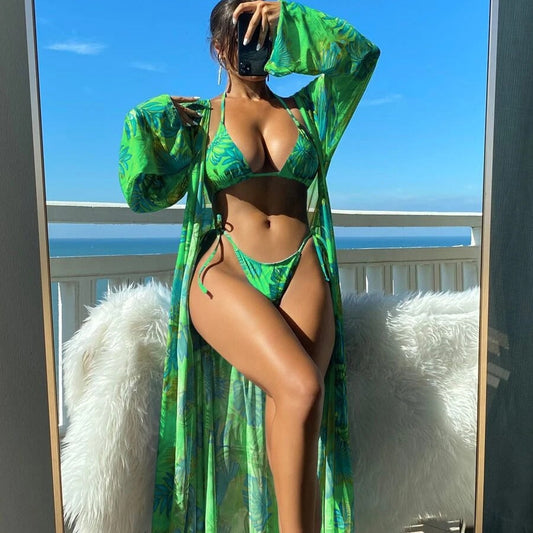 Vibrant Floral Greta  Long Sleeve Bikini Set