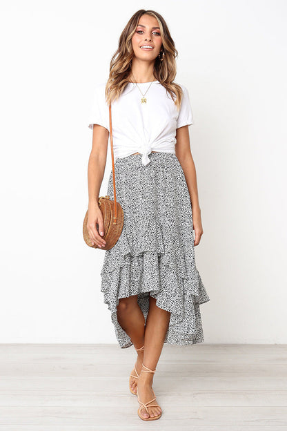 Floral Ruffle Midi Skirt by Greta 
