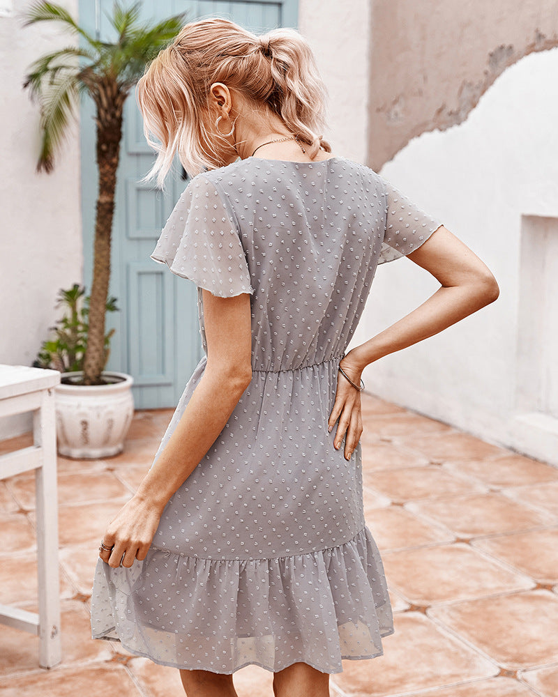 Chic Ruffle Grey Dress by Greta 