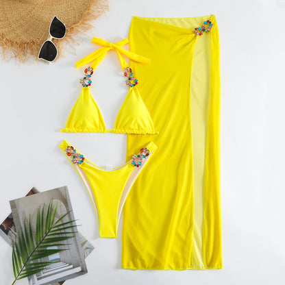 Radiant Mesh Three Piece Bikini Set by Greta 