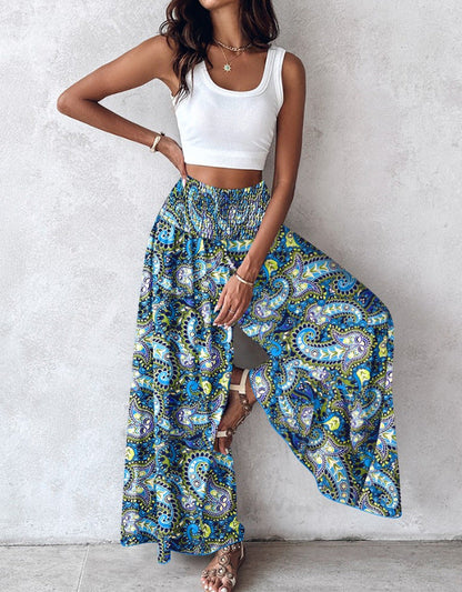 Retro Floral Wide-Leg Pants by Greta 