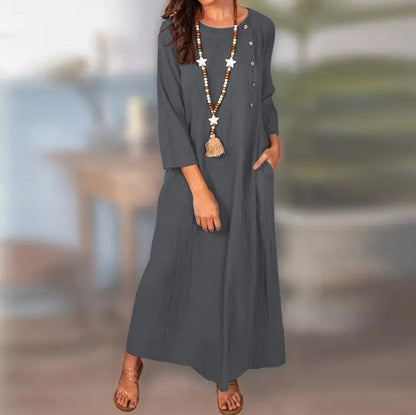 Vintage Linen Long Sleeve Dress by Greta 