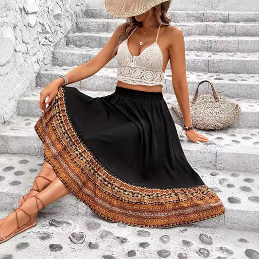 Boho A-Line Maxi Skirt by Greta 