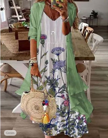 Floral Print Greta  Summer Two-Piece Dress Set