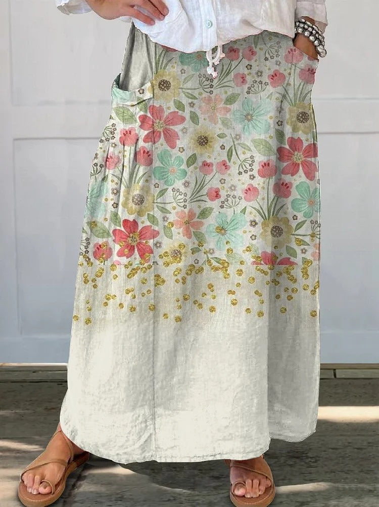 Retro Floral Greta  Everyday Pocket Skirt