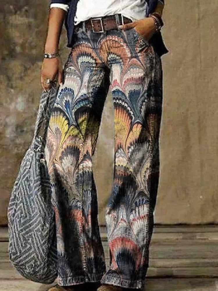 Boho Print Greta  Wide Leg Pants