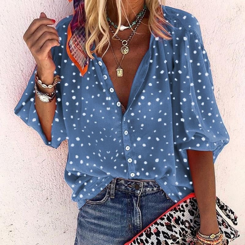 Chic Printed Long Sleeve Blouse by Greta 