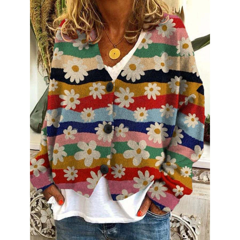 Vibrant Abstract Greta  Casual Cardigan