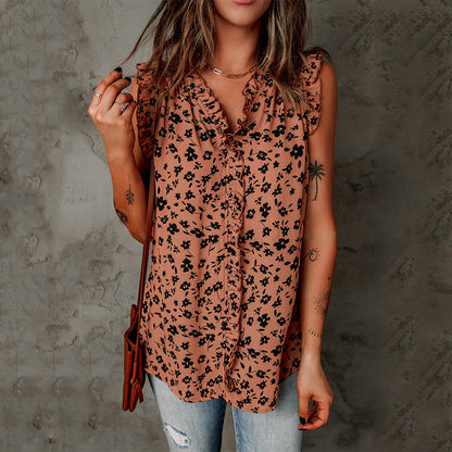 Chic Leopard Print Sleeveless Blouse by Greta 
