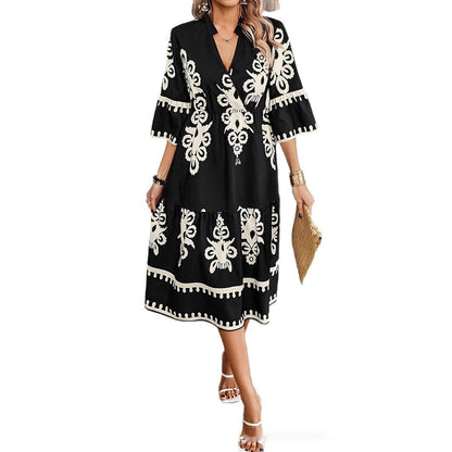 Boho Print V-Neck Dress Greta 