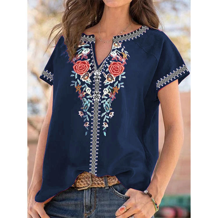 Ethnic Print Short Sleeve Top Greta 