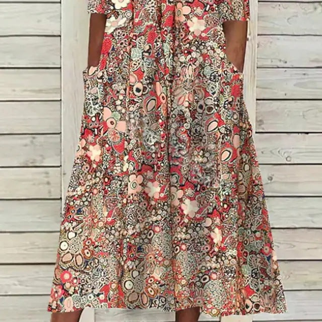 Boho Floral V Neck Dress Greta 