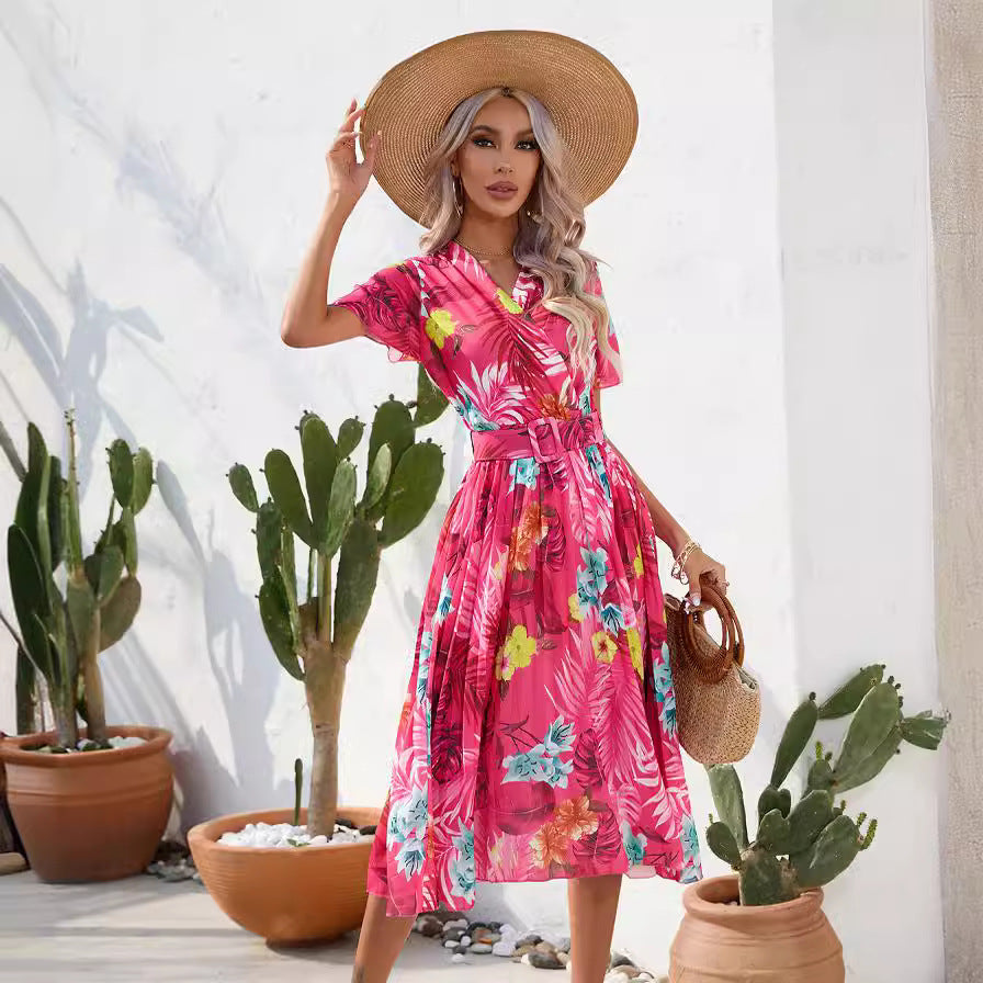 Vibrant Floral Greta  Summer Midi Dress