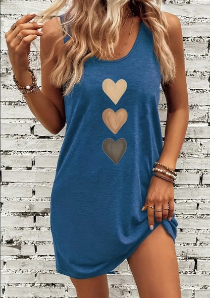 Heart Print Greta  Everyday Tank Dress