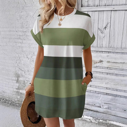 Striped Milk Silk Dress by Greta 