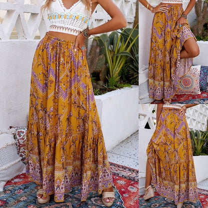 Boho Geometric Greta  Swing Maxi Skirt
