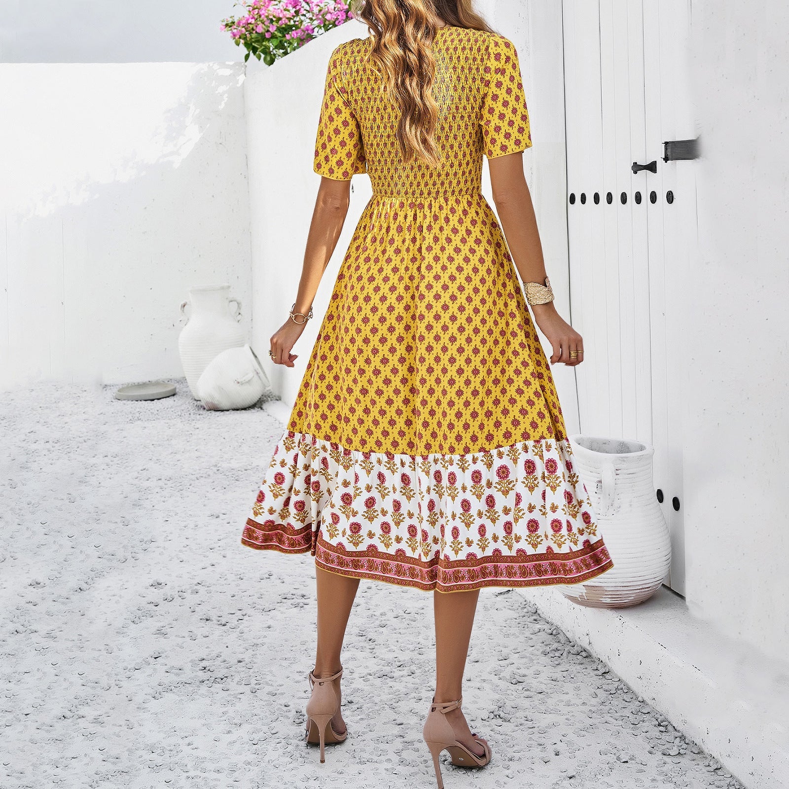 Boho Printed Greta  Summer Midi Dress