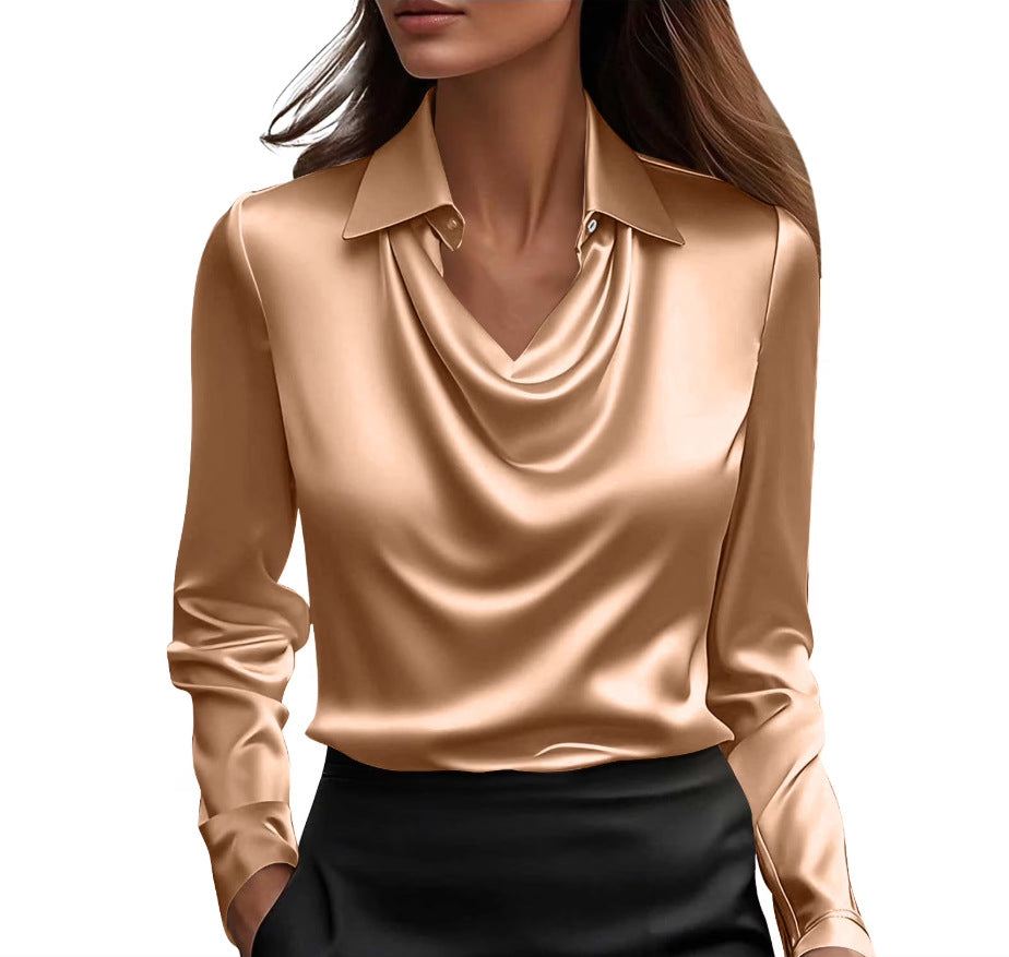 Elegant Satin Swing Collar Top by Greta 