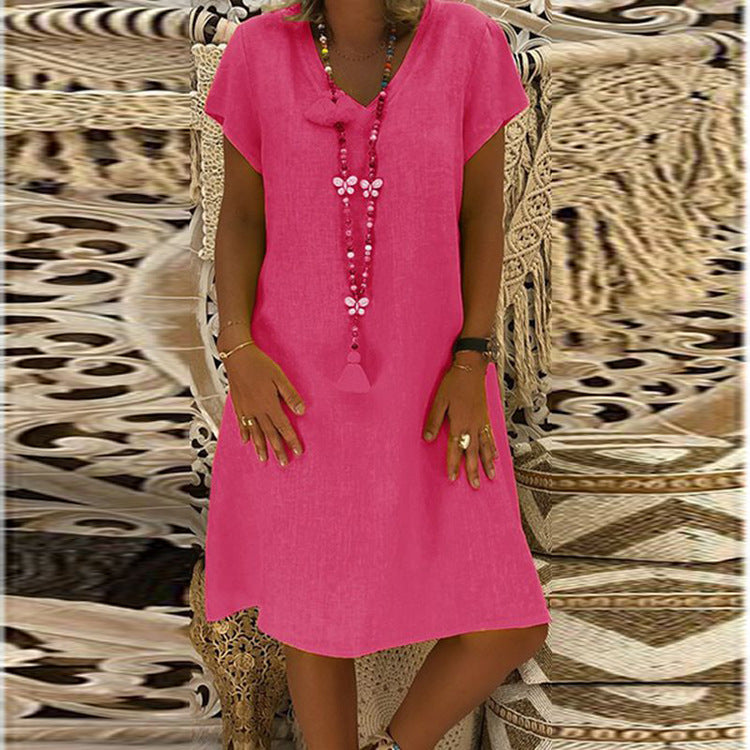 Vibrant V-Neck Everyday Dress by Greta 