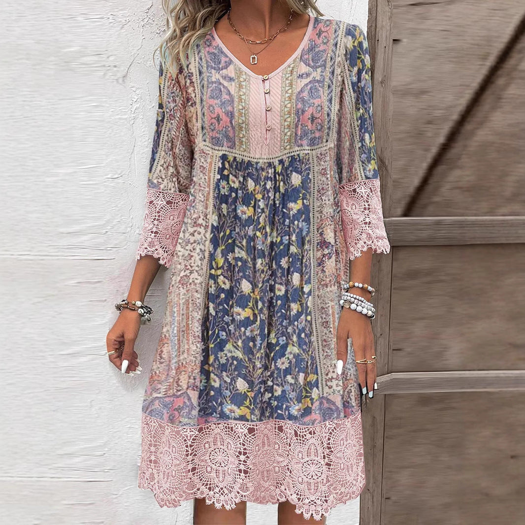 Retro Floral Lace Dress by Greta 