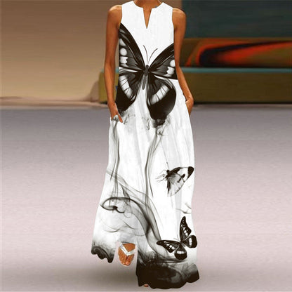 Chic Butterfly Print Greta  Maxi Dress