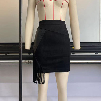 Chic Fringed Suede Skirt by Greta 