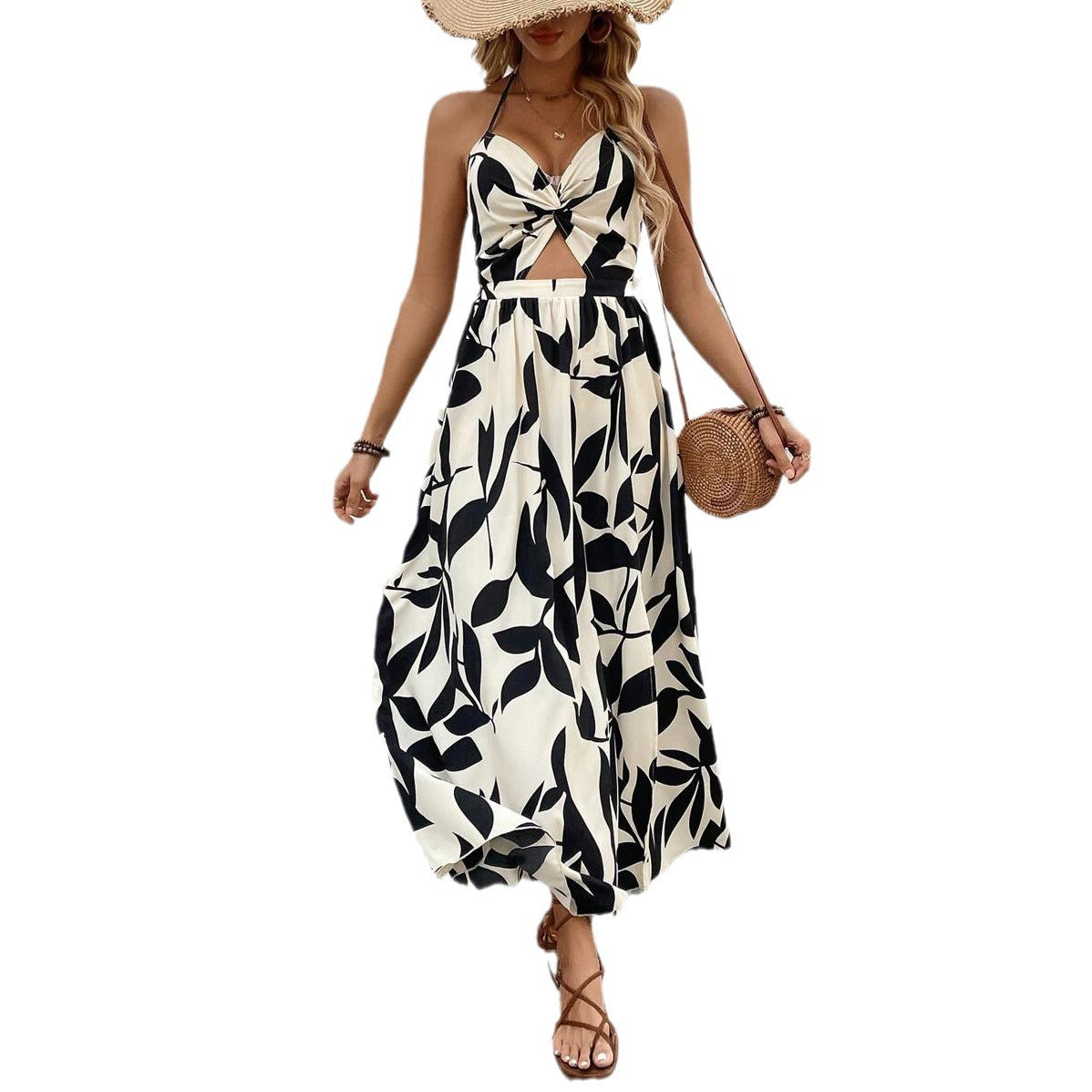 Chic Halterneck Greta  Pleated Midi Dress