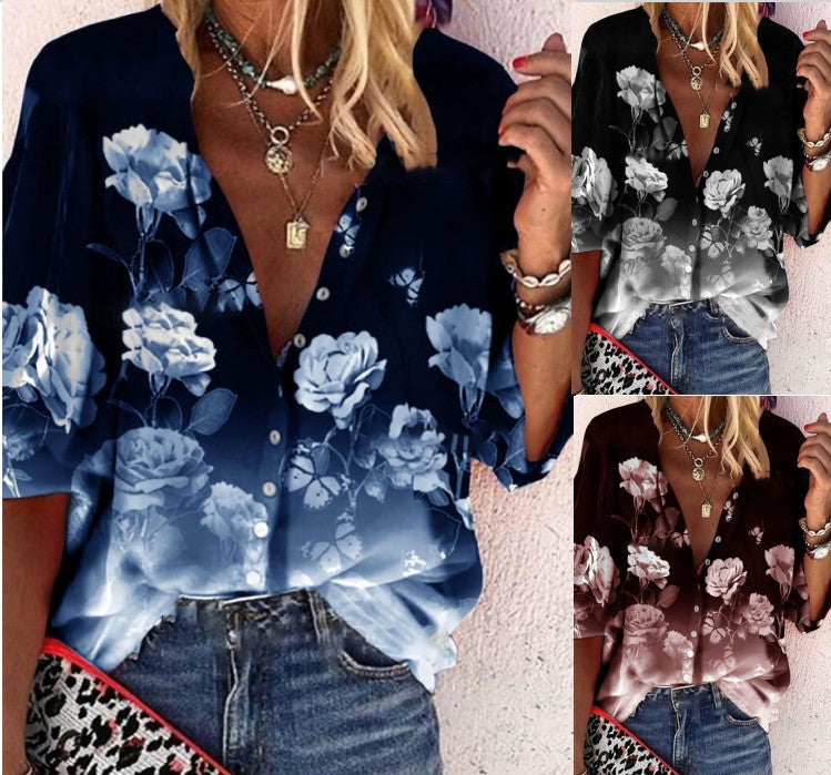 Floral Button-Up Greta  Short Sleeve Shirt