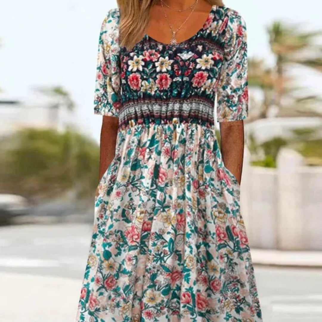 Bohemian Floral Maxi Dress by Greta 