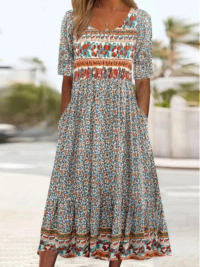 Bohemian Floral Maxi Dress by Greta 