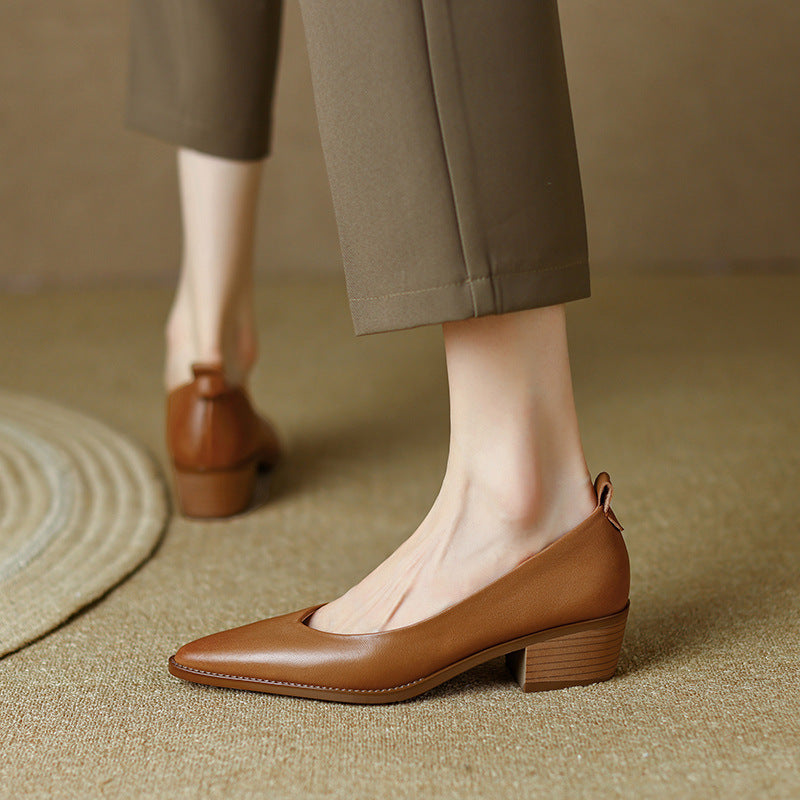 Elegant Sheepskin Low Heels by Greta 