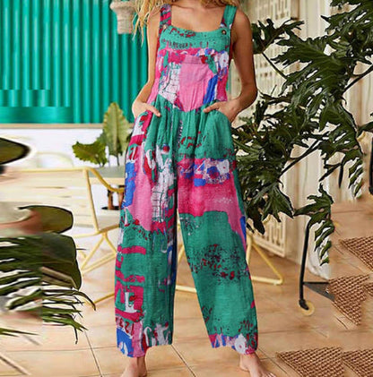 Floral Patchwork Greta  Suspender Jumpsuit