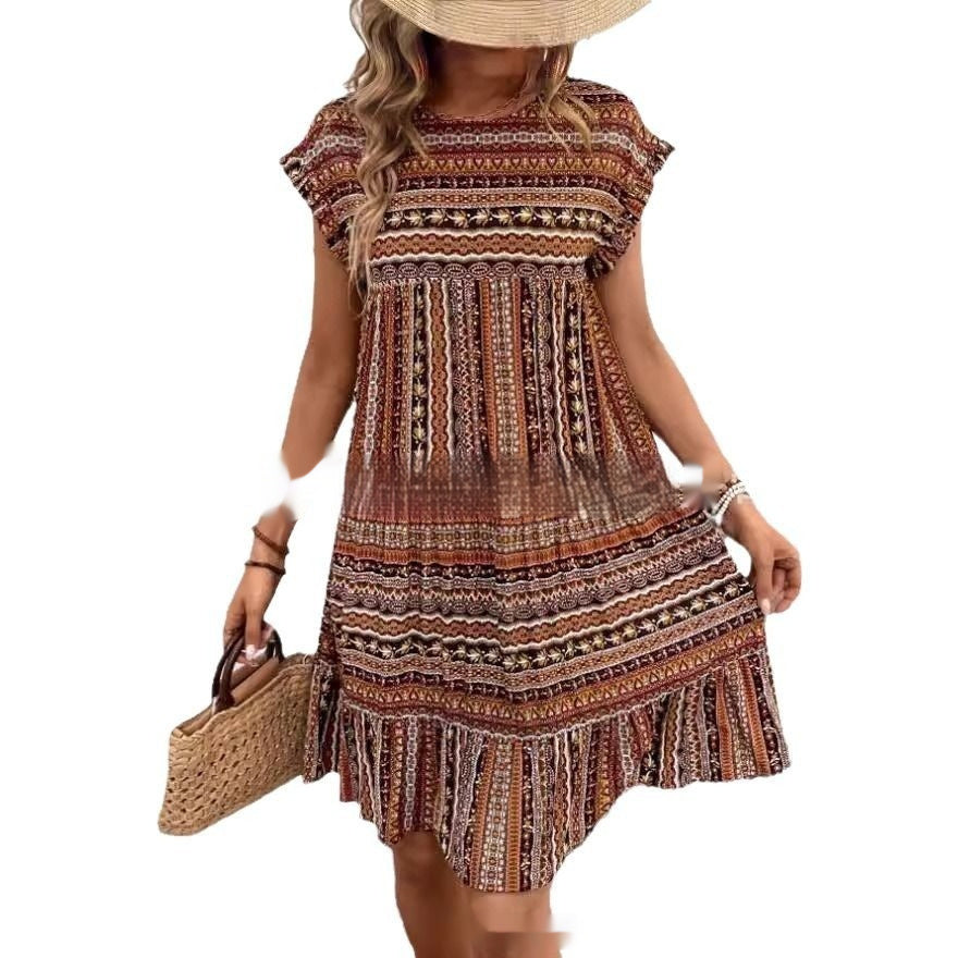 Boho Patchwork Greta  Summer Midi Dress