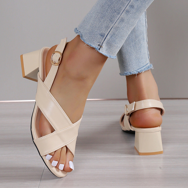 Chic Block Heel Sandals Greta  Ankle Strap