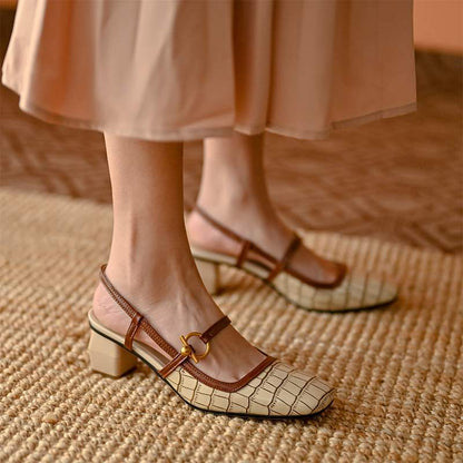 Chic Square Toe Mary Jane Heels by Greta 