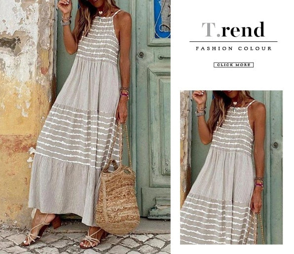 Striped Halter Maxi Dress Greta 