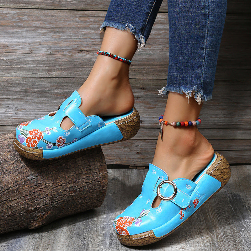 Boho Floral Greta  Platform Clogs Sandals
