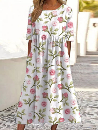Floral Print Greta  Summer V-Neck Dress