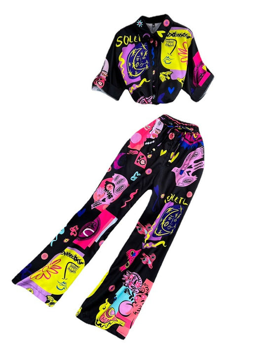 Vibrant Print Greta  Women's Loose Summer Set