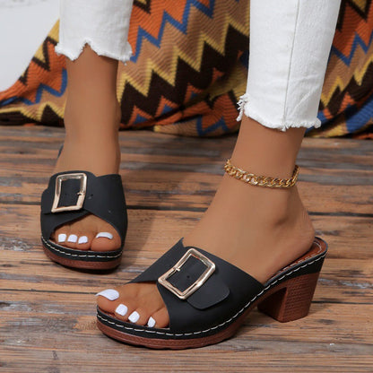 Chic Buckle High Heel Sandals by Greta 