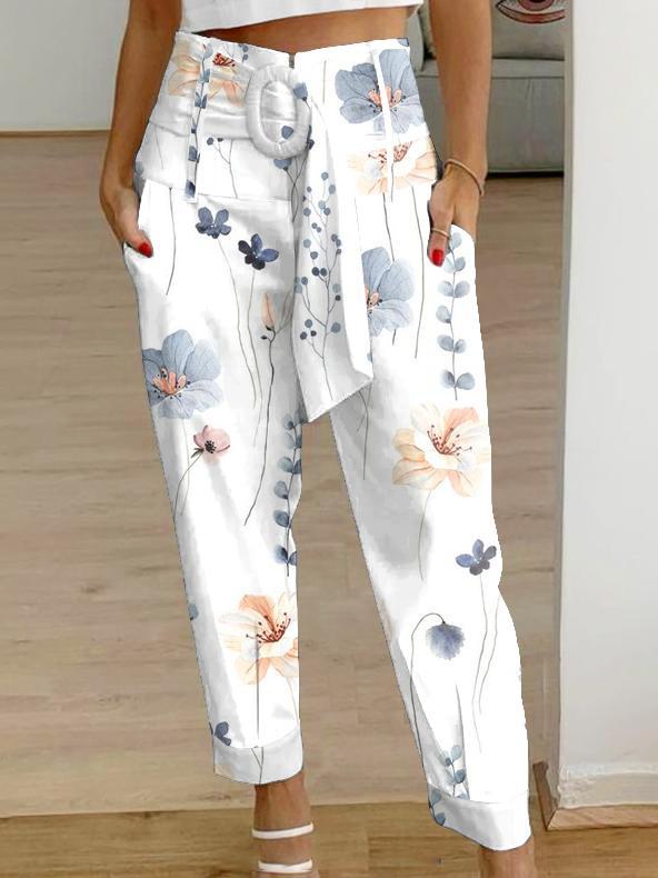 Floral Linen Cropped Pants Greta  Women’s